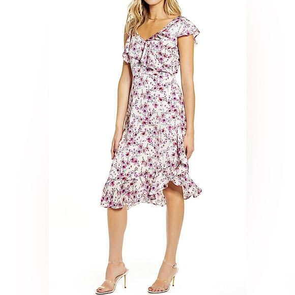 Cupcakes and Cashmere Women's Delphia Floral Printed Ruffle Dress Size 6 - Picture 1 of 12